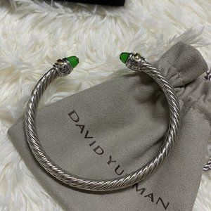 Sterling Silver 925 5mm Cable Classic Peridot Bracelet